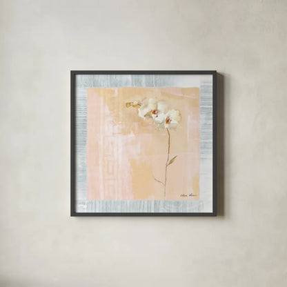 Graceful Orchids IV by Cheri Blum. Shown in a sleek black glass frame for a contemporary gallery look. Available as an archival giclee rolled canvas, fine art paper, or poster print. SKU 7483a.