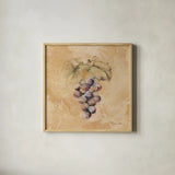 Grapes Square by Cheri Blum. Shown in a natural wood glass frame for a timeless modern aesthetic. Available as an archival giclee rolled canvas, fine art paper, or poster print. SKU 7024a.