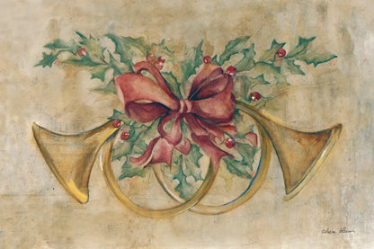 Holiday French Horns by Cheri Blum. SKU 90777i. Archival Giclee Fine art print for wall decor.