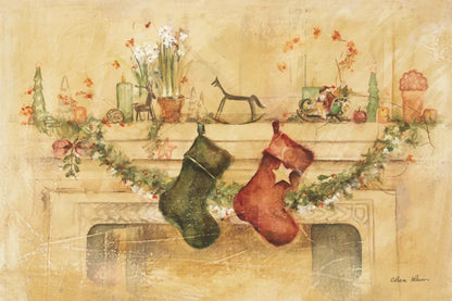 Holiday Mantle by Cheri Blum. SKU 90776i. Archival Giclee Fine art print for wall decor.