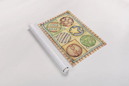 Holiday Ornaments by Cheri Blum. shown as a rolled paper print. Available as archival giclee rolled canvas, fine art paper, or poster print. SKU 90778i.