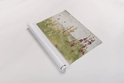 Hollyhocks by the Sea by Cheri Blum. shown as a rolled paper print. Available as archival giclee rolled canvas, fine art paper, or poster print. SKU 8256i.