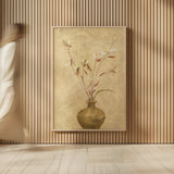 Ikebana White Blossoms by Cheri Blum. shown as over sized large wall art. Available as an archival giclee rolled canvas, fine art paper, or poster print. SKU 6945h.