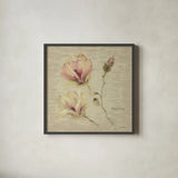 Magnolia Blossomjpg by Cheri Blum. Shown in a sleek black glass frame for a contemporary gallery look. Available as an archival giclee rolled canvas, fine art paper, or poster print. SKU 7022a.