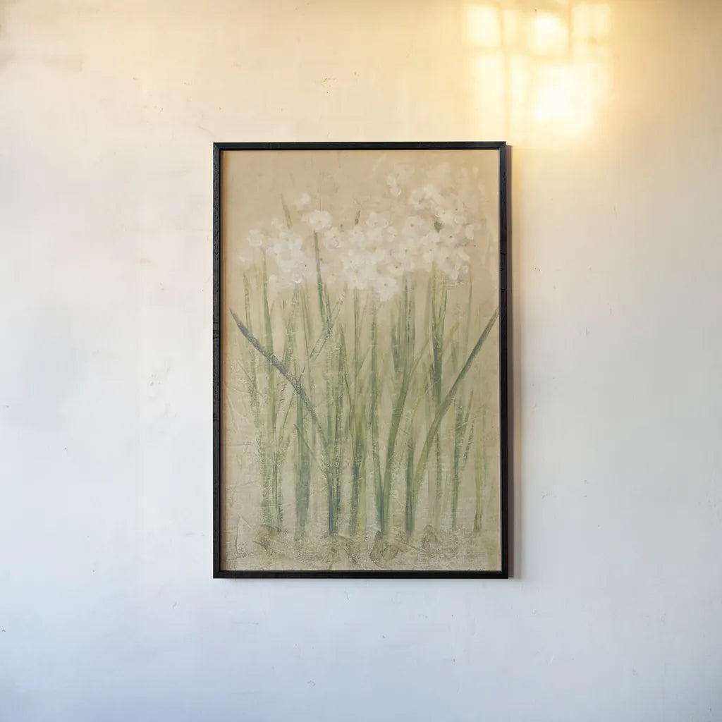 Narcissus by Cheri Blum. shown as a paper print in a black flame. Available as a archival giclee rolled canvas, fine art paper, or poster print. SKU 6800h.