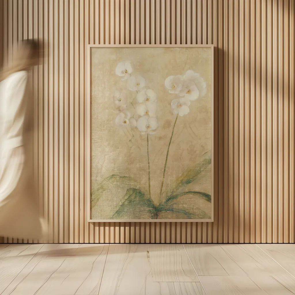 Orchid by Cheri Blum. shown as over sized large wall art. Available as an archival giclee rolled canvas, fine art paper, or poster print. SKU 6801h.