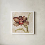Orchid V by Cheri Blum. Shown in a crisp white glass frame for a clean and minimalist style. Available as an archival giclee rolled canvas, fine art paper, or poster print. SKU 90732a.