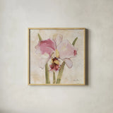 Orchid VI by Cheri Blum. Shown in a natural wood glass frame for a timeless modern aesthetic. Available as an archival giclee rolled canvas, fine art paper, or poster print. SKU 90733a.