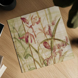 Orchids I Crop by Cheri Blum. Shown as a detailed flat fine art print, highlighting archival giclee quality. Available as an archival giclee rolled canvas, fine art paper, or poster print. SKU 90126a.