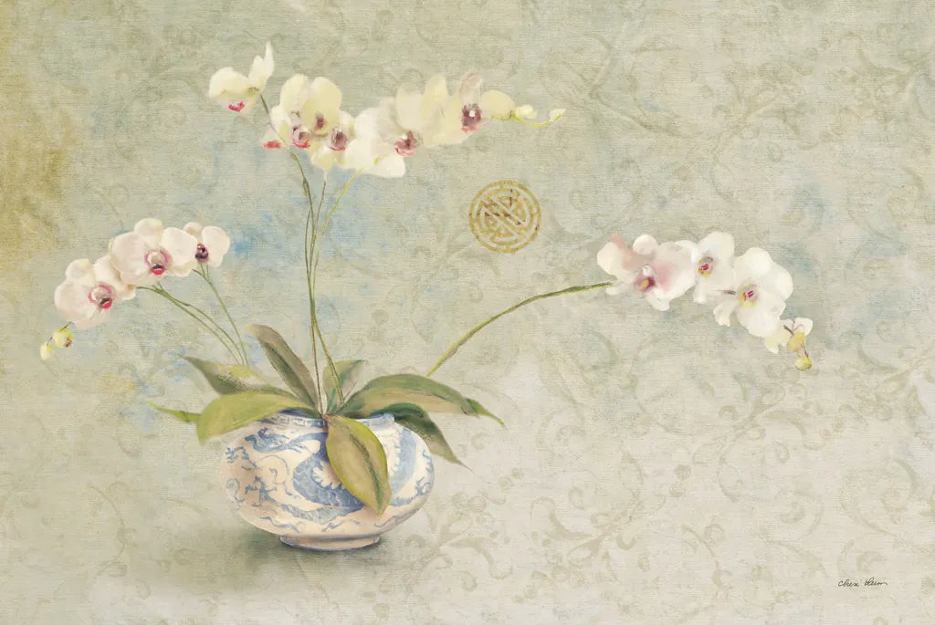 Orchids in a Porcelain Bowl by Cheri Blum. SKU 7629i. Archival Giclee Fine art print for wall decor.