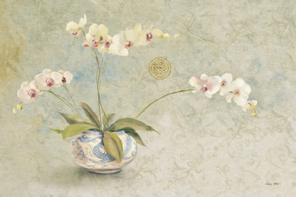 Orchids in a Porcelain Bowl by Cheri Blum. SKU 7629i. Archival Giclee Fine art print for wall decor.
