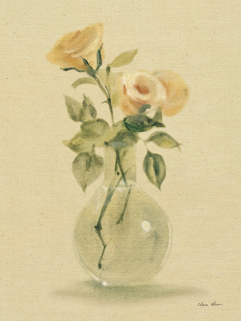 Peach Roses in a Glass Vase by Cheri Blum