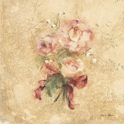 Peony with Red Ribbon by Cheri Blum. SKU 7393a. Archival Giclee Fine art print for wall decor.