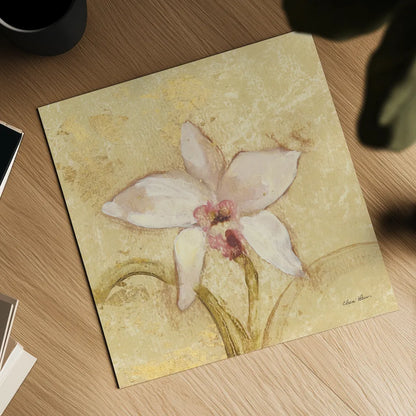 Petite Orchid I by Cheri Blum. Shown as a detailed flat fine art print, highlighting archival giclee quality. Available as an archival giclee rolled canvas, fine art paper, or poster print. SKU 7186a.