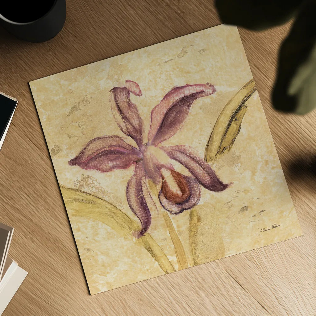 Petite Orchid IV by Cheri Blum. Shown as a detailed flat fine art print, highlighting archival giclee quality. Available as an archival giclee rolled canvas, fine art paper, or poster print. SKU 7189a.