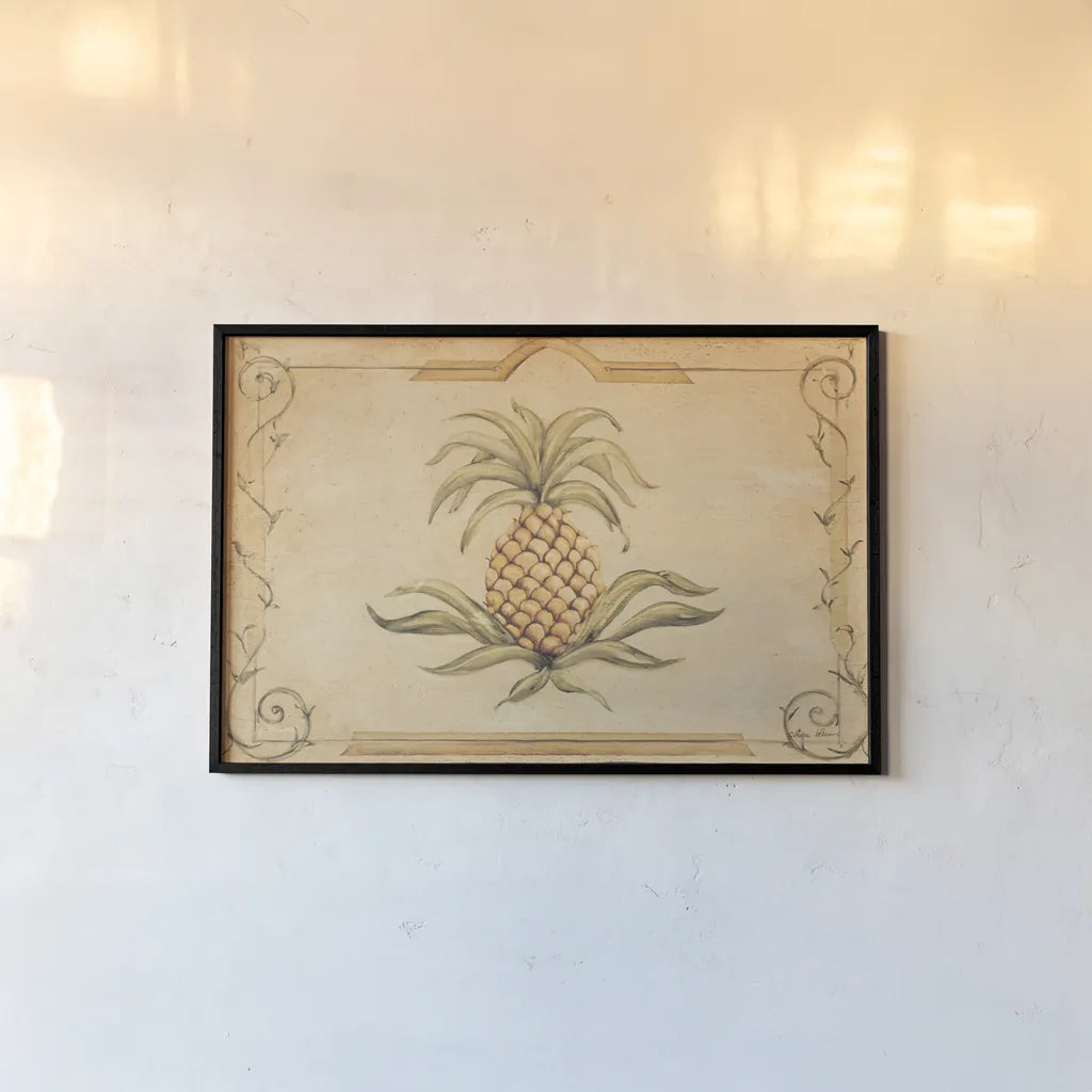 Pineapple by Cheri Blum. shown as a paper print in a black flame. Available as a archival giclee rolled canvas, fine art paper, or poster print. SKU 90759i.