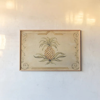 Pineapple by Cheri Blum. shown as a paper print in a natural frame. Available as a archival giclee rolled canvas, fine art paper, or poster print. SKU 90759i.