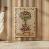 Pomegranate Topiary by Cheri Blum. shown as over sized large wall art. Available as an archival giclee rolled canvas, fine art paper, or poster print. SKU 7050h.