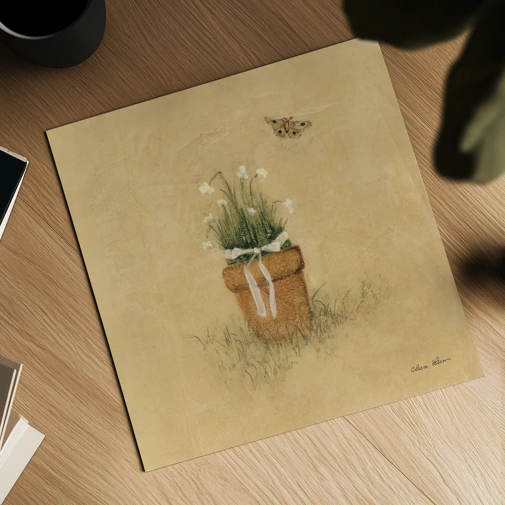 Potted Flowers by Cheri Blum. Shown as a detailed flat fine art print, highlighting archival giclee quality. Available as an archival giclee rolled canvas, fine art paper, or poster print. SKU 89469a.