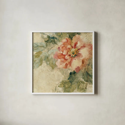 Provence Rose Crop II by Cheri Blum. Shown in a crisp white glass frame for a clean and minimalist style. Available as an archival giclee rolled canvas, fine art paper, or poster print. SKU 90754a.