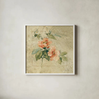 Provence Rose I by Cheri Blum. Shown in a crisp white glass frame for a clean and minimalist style. Available as an archival giclee rolled canvas, fine art paper, or poster print. SKU 8219a.