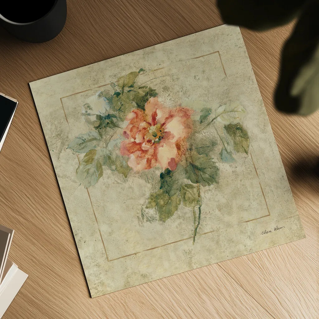 Provence Rose II by Cheri Blum. Shown as a detailed flat fine art print, highlighting archival giclee quality. Available as an archival giclee rolled canvas, fine art paper, or poster print. SKU 8220a.