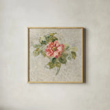 Provence Rose II Red and Neutral by Cheri Blum. Shown in a natural wood glass frame for a timeless modern aesthetic. Available as an archival giclee rolled canvas, fine art paper, or poster print. SKU 24463a.