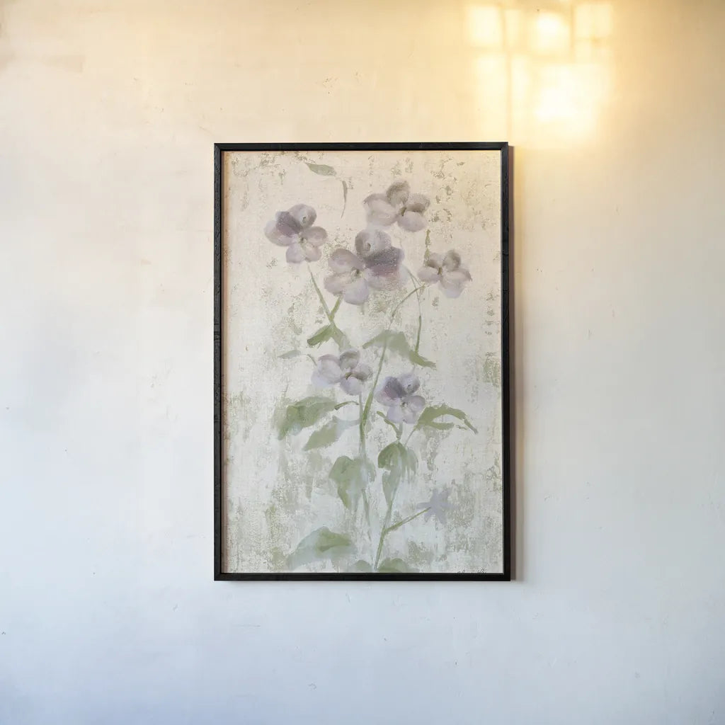 Purple Field Flowers Crop by Cheri Blum. shown as a paper print in a black flame. Available as a archival giclee rolled canvas, fine art paper, or poster print. SKU 88536h.
