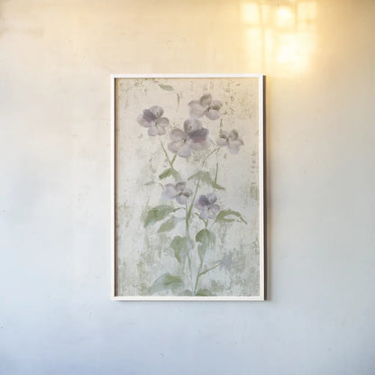 Purple Field Flowers Crop by Cheri Blum. shown as a paper print in a white frame. Available as a archival giclee rolled canvas, fine art paper, or poster print. SKU 88536h.
