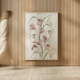 Red Field Flowers Crop by Cheri Blum. shown as over sized large wall art. Available as an archival giclee rolled canvas, fine art paper, or poster print. SKU 88535h.