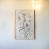 Red Field Flowers Crop by Cheri Blum. shown as a paper print in a natural frame. Available as a archival giclee rolled canvas, fine art paper, or poster print. SKU 88535h.