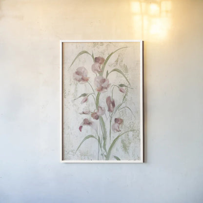 Red Field Flowers Crop by Cheri Blum. shown as a paper print in a white frame. Available as a archival giclee rolled canvas, fine art paper, or poster print. SKU 88535h.