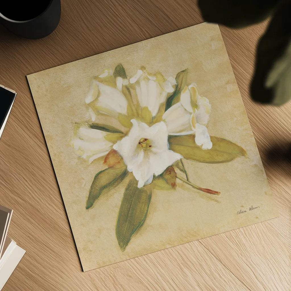 Rhododendron Crop by Cheri Blum. Shown as a detailed flat fine art print, highlighting archival giclee quality. Available as an archival giclee rolled canvas, fine art paper, or poster print. SKU 7112a.