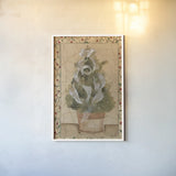 Ribboned Topiary by Cheri Blum. shown as a paper print in a white frame. Available as a archival giclee rolled canvas, fine art paper, or poster print. SKU 7051h.