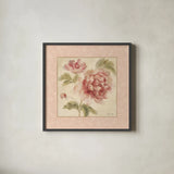 Rose Acanthus I by Cheri Blum. Shown in a sleek black glass frame for a contemporary gallery look. Available as an archival giclee rolled canvas, fine art paper, or poster print. SKU 8111a.