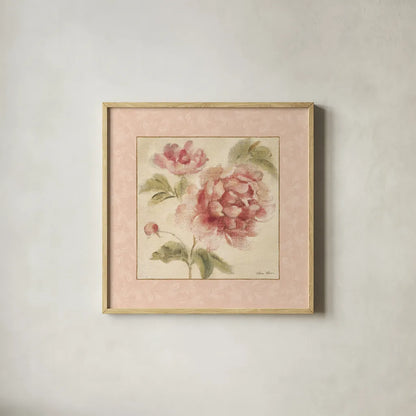 Rose Acanthus I by Cheri Blum. Shown in a natural wood glass frame for a timeless modern aesthetic. Available as an archival giclee rolled canvas, fine art paper, or poster print. SKU 8111a.