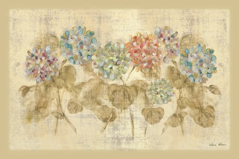 Row of Hydrangea by Cheri Blum. SKU 16113i. Archival Giclee Fine art print for wall decor.