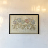 Row of Hydrangea by Cheri Blum. shown as a paper print in a black flame. Available as a archival giclee rolled canvas, fine art paper, or poster print. SKU 16113i.