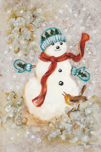 Snowman by Cheri Blum. SKU 90780h. Archival Giclee Fine art print for wall decor.