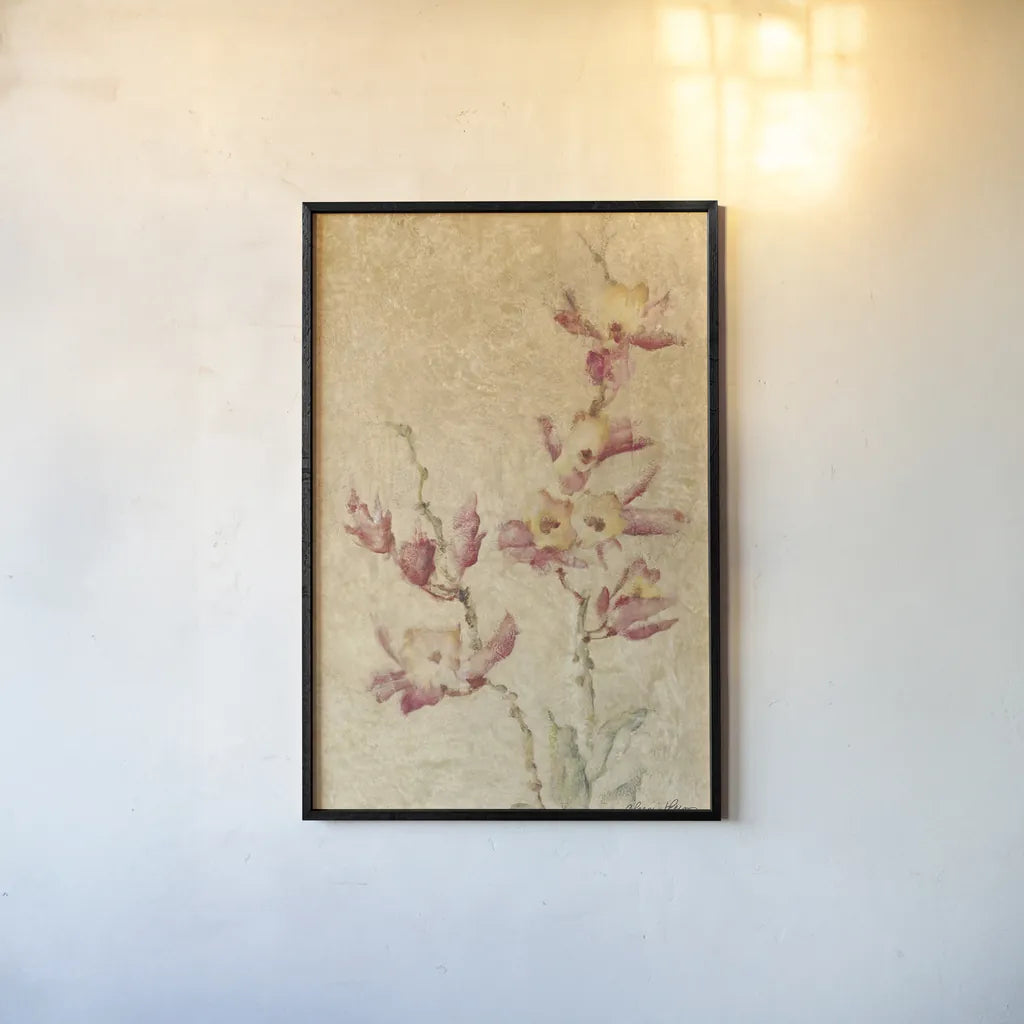Southern Floral I by Cheri Blum. shown as a paper print in a black flame. Available as a archival giclee rolled canvas, fine art paper, or poster print. SKU 7473h.