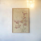 Southern Floral I by Cheri Blum. shown as a paper print in a natural frame. Available as a archival giclee rolled canvas, fine art paper, or poster print. SKU 7473h.