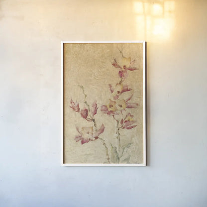 Southern Floral I by Cheri Blum. shown as a paper print in a white frame. Available as a archival giclee rolled canvas, fine art paper, or poster print. SKU 7473h.