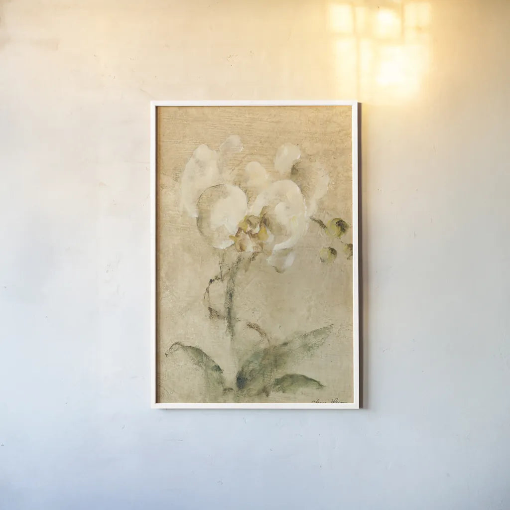 Southern Floral I by Cheri Blum. shown as a paper print in a white frame. Available as a archival giclee rolled canvas, fine art paper, or poster print. SKU 7475h.