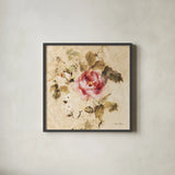Spring Roses II by Cheri Blum. Shown in a sleek black glass frame for a contemporary gallery look. Available as an archival giclee rolled canvas, fine art paper, or poster print. SKU 7430a.