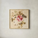 Spring Roses II by Cheri Blum. Shown in a natural wood glass frame for a timeless modern aesthetic. Available as an archival giclee rolled canvas, fine art paper, or poster print. SKU 7430a.