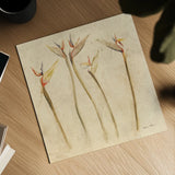 Stems of Bird of Paradise by Cheri Blum. Shown as a detailed flat fine art print, highlighting archival giclee quality. Available as an archival giclee rolled canvas, fine art paper, or poster print. SKU 7297a.