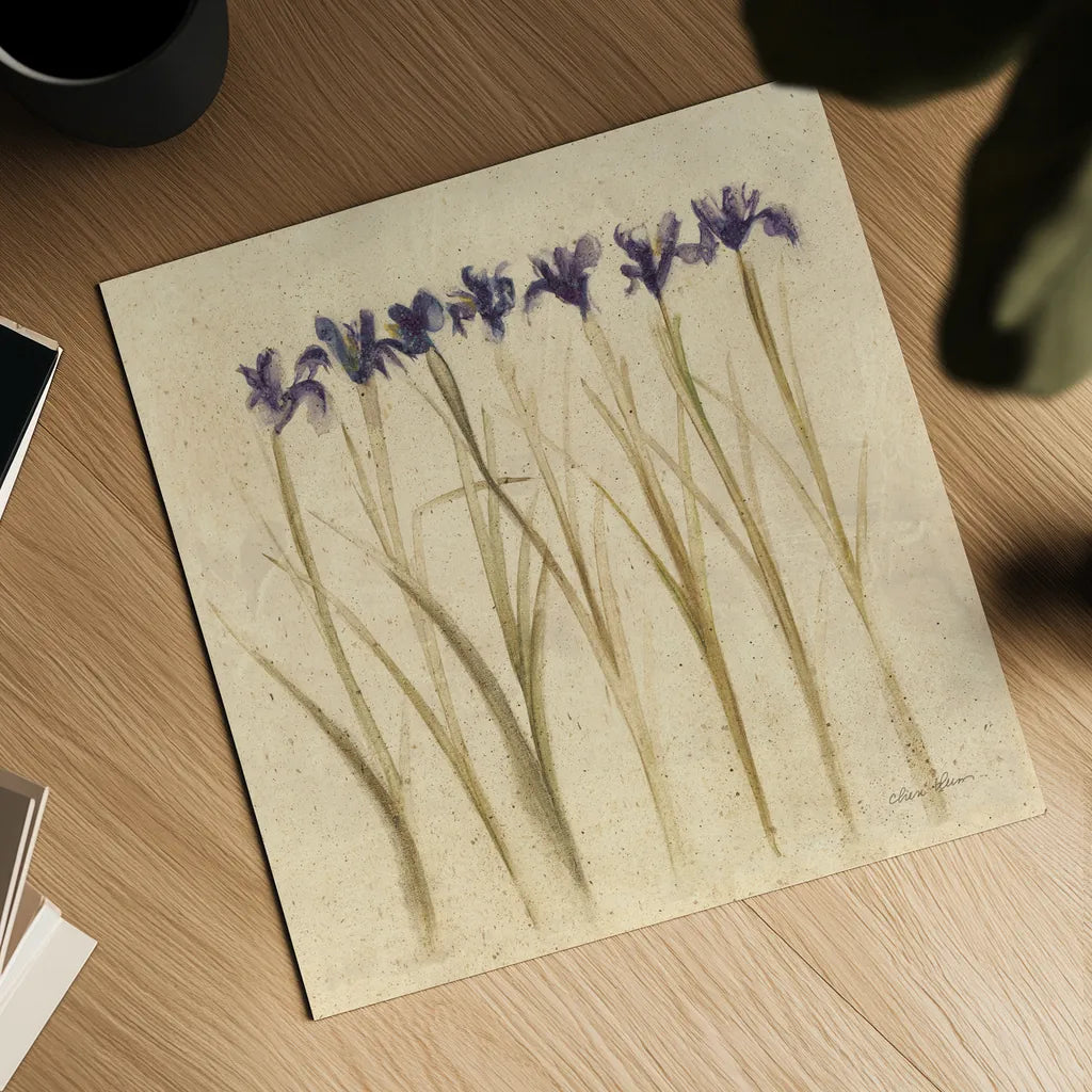 Stems of Iris by Cheri Blum. Shown as a detailed flat fine art print, highlighting archival giclee quality. Available as an archival giclee rolled canvas, fine art paper, or poster print. SKU 7296a.