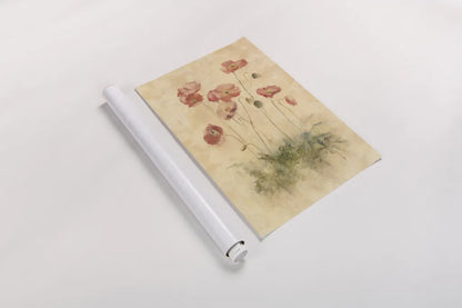 Sunshine Poppies by Cheri Blum. shown as a rolled paper print. Available as archival giclee rolled canvas, fine art paper, or poster print. SKU 7046h.