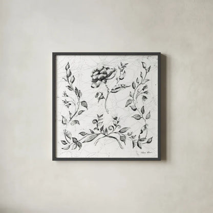 Swedish Tile I BW by Cheri Blum. Shown in a sleek black glass frame for a contemporary gallery look. Available as an archival giclee rolled canvas, fine art paper, or poster print. SKU 90541a.