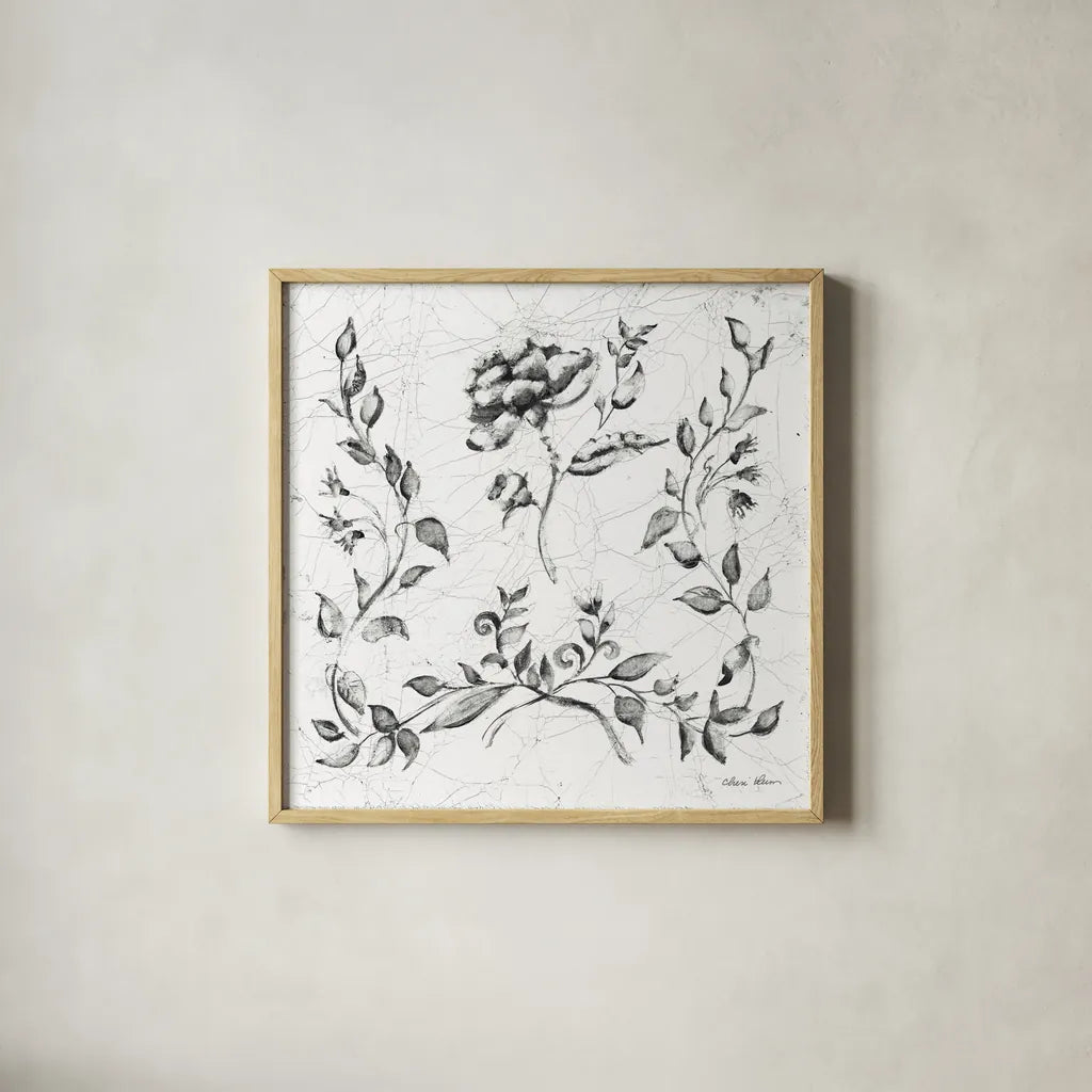 Swedish Tile I BW by Cheri Blum. Shown in a natural wood glass frame for a timeless modern aesthetic. Available as an archival giclee rolled canvas, fine art paper, or poster print. SKU 90541a.